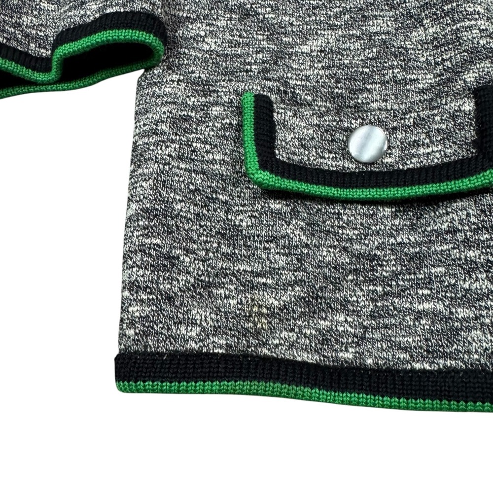 True Vintage Jordan Marsh Co Gray/Green Open Face Sweater Women's L FLAWS - Picture 3 of 9